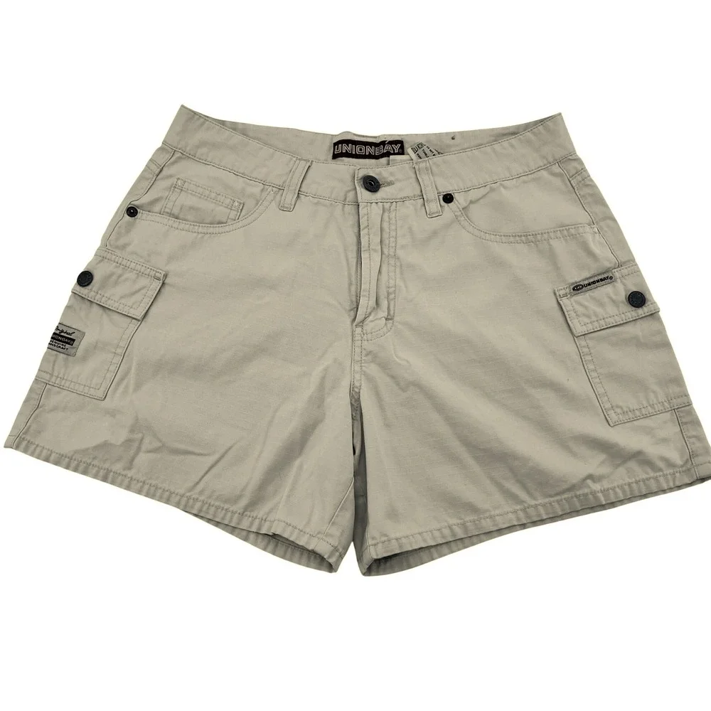 Unionbay Womens Beige Cotton Ripstop‎ Cargo Shorts Khaki Utility Size 7/8
